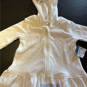 White Hooded terry beach cover up